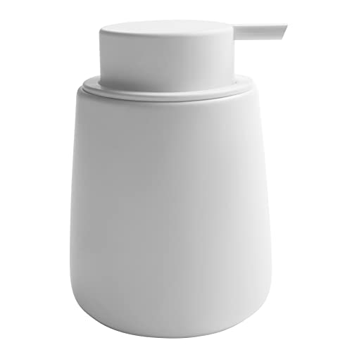 Soap Dispenser Ceramic with Easy-to-Press Pump Hand Lotion Liquid Dispenser for Shampoo Bathroom Kitchen 12 oz White