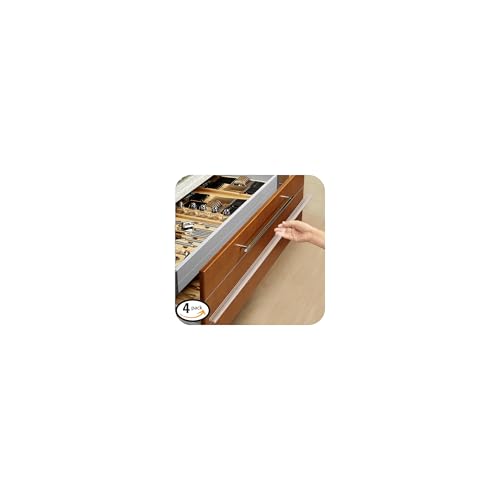 4pcs Cabinet Protectors for Kitchen Cabinets, 3/4" Th×24" L, Plastic | Fits Flat-edge Cabinet, Trash Drawer, No-Tool Installation, Low Profile Slip, Clear, Nearly Invisible Design, Food Grade PC
