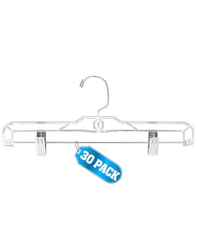 Pants-Hangers-with-Clips-30-Pack, 14 Inch Clear-Pl...