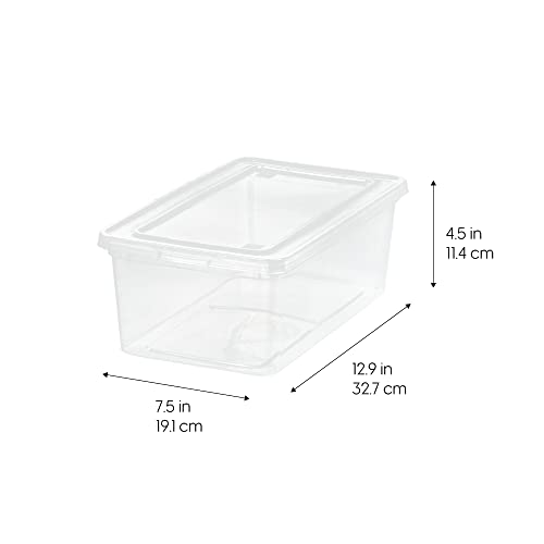 IRIS USA 6-Pack 6 Qt Storage Bins with Lids, Clear, Stackable | Ideal for shoes, crafts, office supplies and pantry items, nestable design, transparent design makes contents easy to find