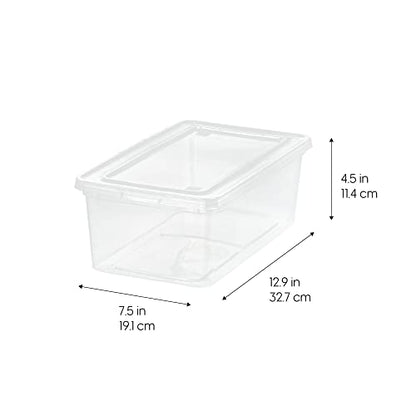 IRIS USA 6-Pack 6 Qt Storage Bins with Lids, Clear, Stackable | Ideal for shoes, crafts, office supplies and pantry items, nestable design, transparent design makes contents easy to find