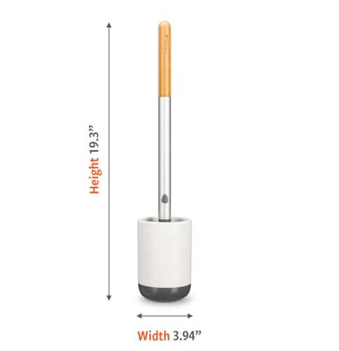 Full Circle Scrub Queen, Bathroom Toilet Brush with Ceramic Holder and Instant-Dry Coating for Mold & Mildew Prevention, More Hygenic Toilet Cleaning Scrubber, Replaceable Head, White