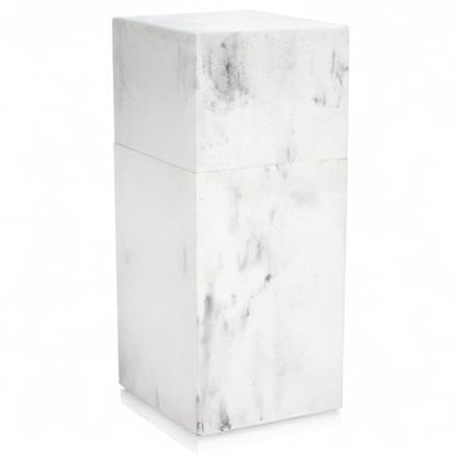 Toothbrush Holder with Lid, Elegant White Marble Bathroom Toothbrush & Toothpaste Organizer – Blanc Collection