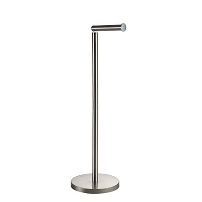 BGL Toilet Paper Holder Standing On Floor, Brushed Nickel, Tissue Holder On Floor with Reserve Storage Paper Rolls, Free-Standing Roll Paper Holder