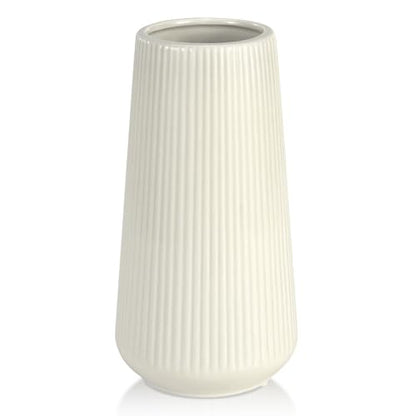 Beige Ceramic Vase, GUKJOB Small Cute Flower Vase for Pampas Grass, Home, Living Room, Dining Table, Farmhouse, Office Decor, Bedroom, Table, and Kitchen Shelf (Beige)