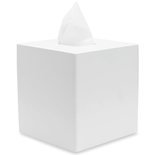 Yew Design Matte White Square Tissue Box Cover