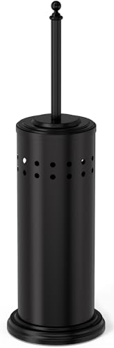 Dowry Toilet Plunger with Holder for Bathroom Black 18.7In | Hidden Toilet Bowl Cleaners Long Handle with Cover Powerful Force Suction Cup Heavy Duty Deep Cleaning