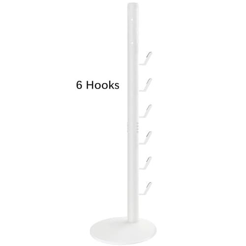 XIGOO Freestanding Vacuum Stand Holder with 6 Hooks | Floor Docking Station Metal Organizer Bracket, Compatible with V15 Detect, V11 V10 V8 V7 V6 Cordless Vacuum Cleaners, White