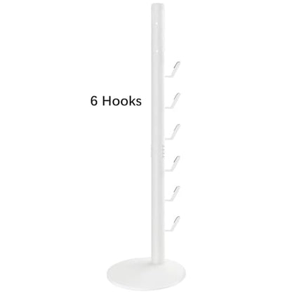 XIGOO Freestanding Vacuum Stand Holder with 6 Hooks | Floor Docking Station Metal Organizer Bracket, Compatible with V15 Detect, V11 V10 V8 V7 V6 Cordless Vacuum Cleaners, White