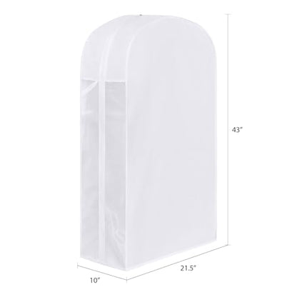 43" Premium Cotton Garment Bag for Hanging Clothes, Breathable Suit Bags for Closet Storage with Extre Large 10" Gusseted & Clear Window, Dust Cover with Zipper for Suits, Jacket, 3 Pack