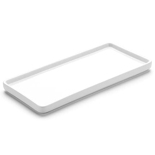 Gurygo 10" Ceramic Vanity Tray for Bathroom Counter - Large Rectangle Kitchen Soap Tray - Ceramic Trays for Kitchen Counter, White