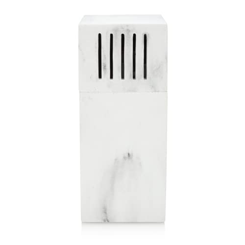 Toothbrush Holder with Lid, Elegant White Marble Bathroom Toothbrush & Toothpaste Organizer – Blanc Collection