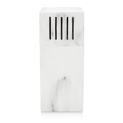 Toothbrush Holder with Lid, Elegant White Marble Bathroom Toothbrush & Toothpaste Organizer – Blanc Collection