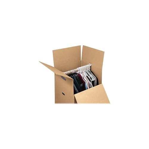 ‎Bankers Box 3-Pack Short Wardrobe Moving Boxes, 20" x 20" x 40" | Move hanging clothes from closet to truck with wardrobe boxes that reduce folding, wrinkles, and repacking.