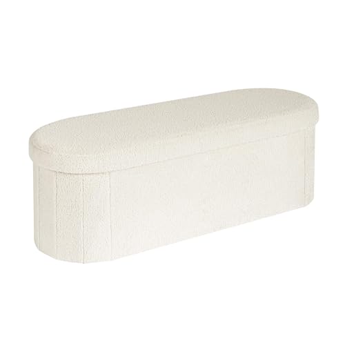 Ottoman with Storage for Living Room, Sherpa Foldi... (White | Boucle)