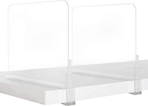 Richards Homewares Acrylic Shelf Dividers - Purse, Sweaters Organizer for Closet - Clear Separators Closet Shelf Organizer - 4 Pack Adjustable up to 2.5” Thick