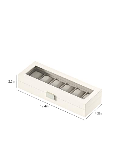 Watch Display Case For Men,Leather Watch Organizer Box,Watch Collection Storge Holder For Women,Watch Travel Organizer Tray (Beige Velvet, 6 slots)