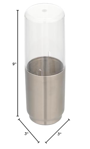 iDesign Austin Metal Covered Holder Stand, Holds Regular and Electric Toothbrushes in Master, Guest, Kid's, College Dorm Bathroom, Brushed | Holds Regular and Electric Toothbrushes for Bathroom or Vanity
