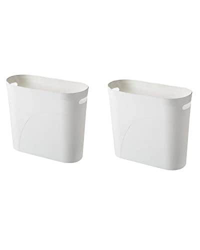 Bathroom Small Trash Can, 3 Gallon Slim Plastic, Set of 2, White