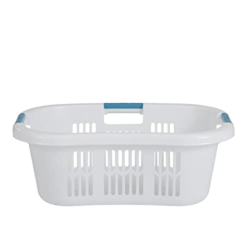 Rubbermaid Laundry Basket XL Hip-Hugger Basket 2.1-Bushel White Laundry Storage/Bathroom/Bedroom/Home Closet
