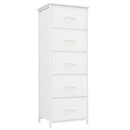 Somdot Tall Dresser for Bedroom, 5 Drawer Storage Cabinet, White | Fabric Dresser with Removable Bins, Steel Frame, Wood Top Home Furniture, Closet Organizer, Nursery, Dorm, Entryway Storage