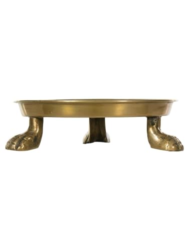Round Clawfoot Dish Small Gold Candle and Jewelry Display Tray | Perfume, Cosmetics, Coffee Table, Vanity, Ring Holder, Key Catchall, Entryway, Bedroom, Bathroom and Home Decor Accent