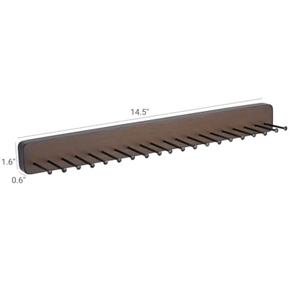 Mkono Tie Organizer, 2 Pack Wall Mounted Tie Rack Hanger Holder 20 Hooks | Save Space, Scratch-Free, Easy Install, Sturdy Wood, Organizer Storage Belts Scarves Necktie Jewelry, Bedroom Door