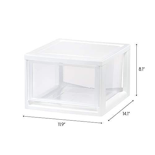 IRIS USA 3-Pack, 14.5 Qt. Stacking Drawer Storage Organizer, White | Store clothing, accessories, pantry items, and household essentials around your home with organized storage solutions