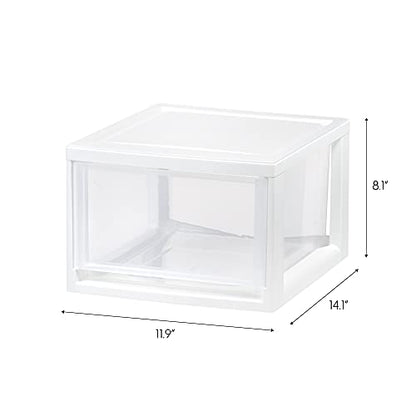 IRIS USA 3-Pack, 14.5 Qt. Stacking Drawer Storage Organizer, White | Store clothing, accessories, pantry items, and household essentials around your home with organized storage solutions