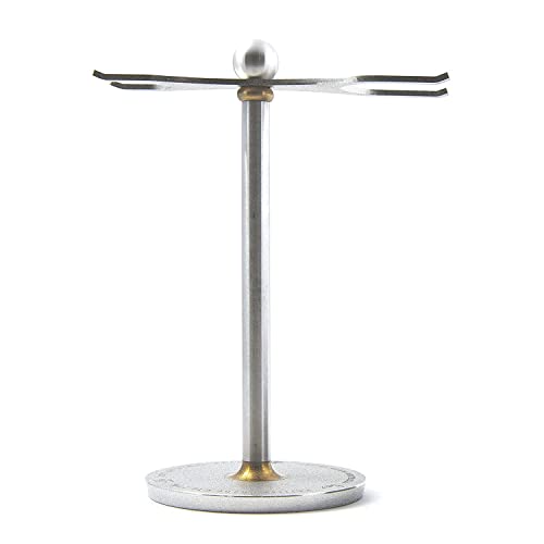 Luxury Razor and Brush Stand, The Admiral by VIKINGS BLADE, Ancient Viking Look with Heavy Distressed Stainless Steel & Brass, Extra Wide Openings, Fits Most Razors and Brushes