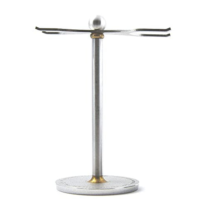 Luxury Razor and Brush Stand, The Admiral by VIKINGS BLADE, Ancient Viking Look with Heavy Distressed Stainless Steel & Brass, Extra Wide Openings, Fits Most Razors and Brushes