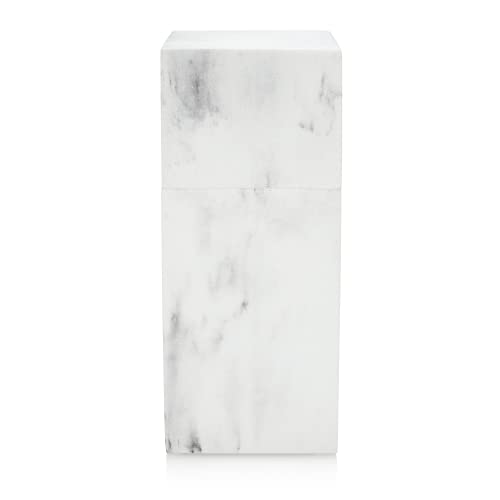 Toothbrush Holder with Lid, Elegant White Marble Bathroom Toothbrush & Toothpaste Organizer – Blanc Collection