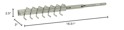 ClosetMaid SuiteSymphony Tie, Belt or Jewelry Rack, Sliding Slide Out Closet Organizer, 14 Hooks, Wall Mount or Add On Accessory, Satin Nickel