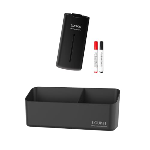 loukin Whiteboard Accessories Bundle | All-in-One Magnetic Dry Erase Eraser & Magnetic and Adhesive Marker Holder & Low-Odor Dry Erase Markers