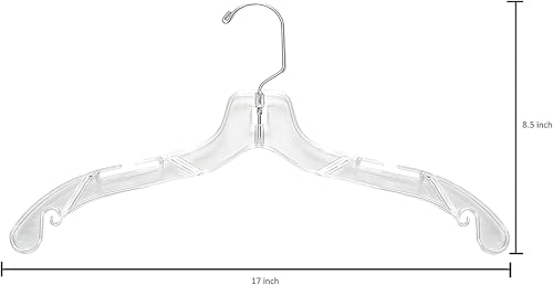 DEILSY™ Clear Plastic Hangers 12 Pack Durable Plastic Shirt Hangers | Versatile clear hangers, plastic hanger with swivel hook, hangers for shirts, dresses, coats, pants and blouses.