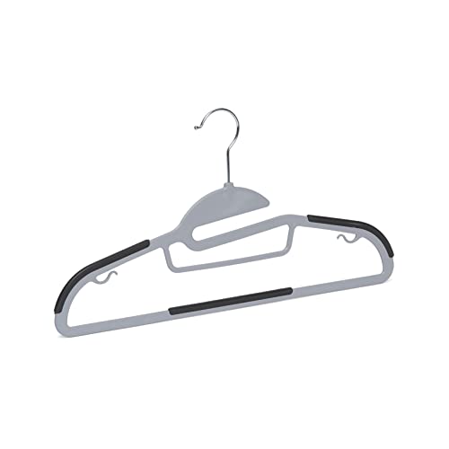Amazon Basics Space Saving Non-Slip Rubber Coated Plastic Hangers with 360° Swivel Hook, Thin, Gray, Pack of 50