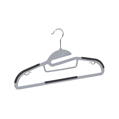 Amazon Basics Space Saving Non-Slip Rubber Coated Plastic Hangers with 360° Swivel Hook, Thin, Gray, Pack of 50