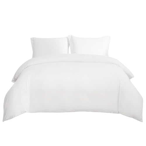 Bedsure White Duvet Cover Queen Size - Soft Double Brushed Bedding Set for Kids & Adults, Zipper Closure, 3 Pieces, Includes 1 Duvet Cover (90"x90") & 2 Pillow Shams, NO Comforter