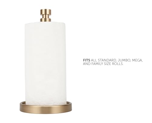 Ivilon Countertop Paper Towel Stand - Steady and Easy Tear - Fits All Paper Towel Rolls - Warm Gold
