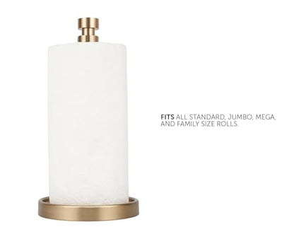 Ivilon Countertop Paper Towel Stand - Steady and Easy Tear - Fits All Paper Towel Rolls - Warm Gold