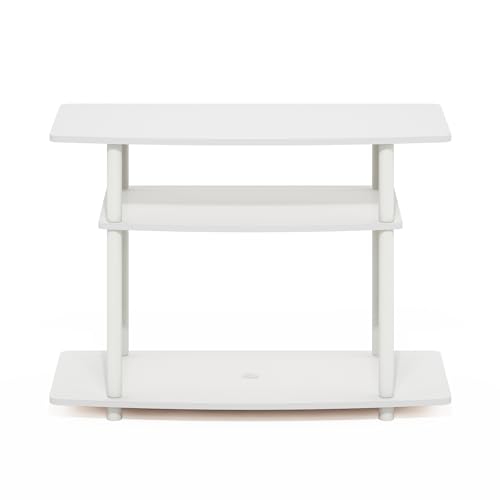 Furinno Turn-N-Tube TV Stand, 3-Tier No Tools Entertainment Center, TV Console for TV up to 32 Inch, for Living Room, Bedroom, White