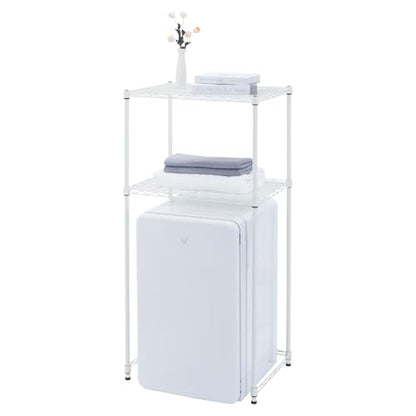 Zvyteay Mini Fridge Shelf Adjustable Height Storage Shelf Metal Storage Rack Mini Fridge and Microwave Stand for Dorm, Apartments, Kitchen, Office, White