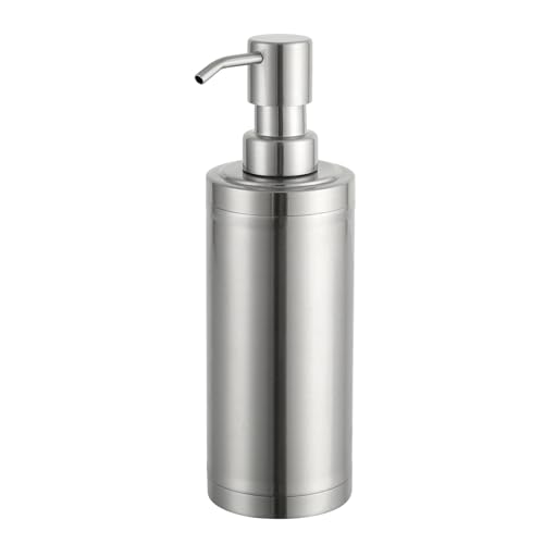Brushed Nickel Soap Dispenser Stainless Steel Metal Pump Hand Lotion Bottle for Bathroom, Bedroom and Kitchen(300ML/10.15Ounce)