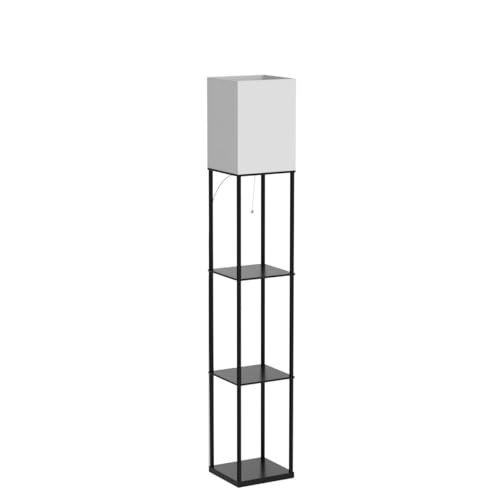 SUNMORY Floor Lamp with Shelves, Standing Lamps for Living Room, Black | 3 CCT LED Bulb Include, 4-Tier Display Bookshelf, 63" Tall Corner Shelf Lamp, Modern Style for Bedroom, Office, Home Decor