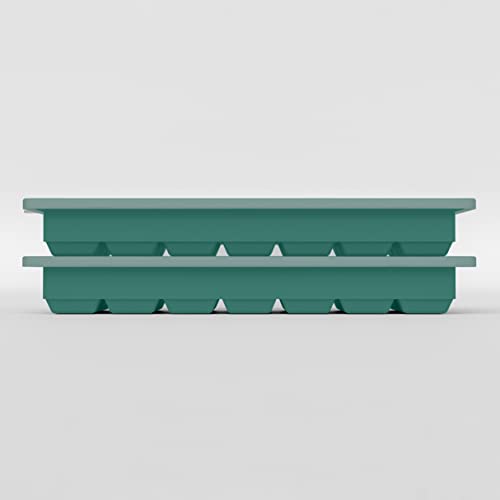 Ice Cube Tray – Small Silicone Molds with Lids, BPA-Free and Flexible for Cocktails and Beverages – Set of 2 (Green)