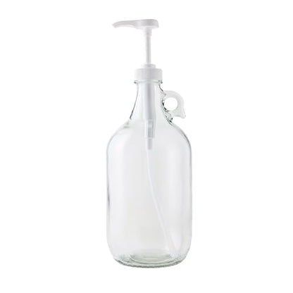 Glass Laundry Detergent Dispenser with Pump | Half Gallon Jug | 64 oz | Food-grade Laundry Detergent Pump Dispenser with airtight lid | non-slip base | Refillable for soap, syrup or softener