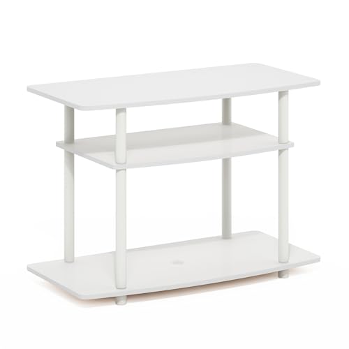 Furinno Turn-N-Tube TV Stand, 3-Tier No Tools Entertainment Center, TV Console for TV up to 32 Inch, for Living Room, Bedroom, White