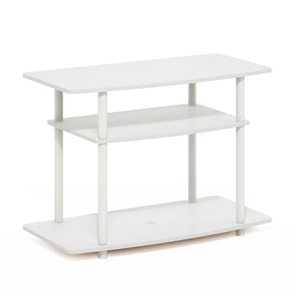 Furinno Turn-N-Tube TV Stand, 3-Tier No Tools Entertainment Center, TV Console for TV up to 32 Inch, for Living Room, Bedroom, White