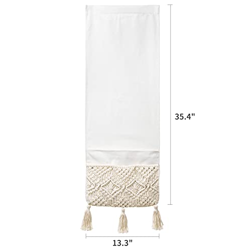 Mkono Macrame Armchair Caddy, Boho Couch Armrest Organizer, 4 Pockets Beige | Sofa Bedside Caddy, Remote Control Magazine Phone Holder, Living Room Bedroom Dorm, Boho Decor, Space-Saving Storage