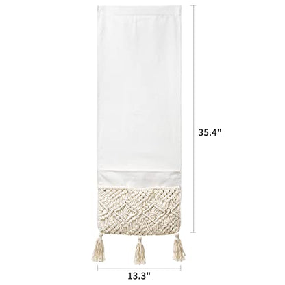 Mkono Macrame Armchair Caddy, Boho Couch Armrest Organizer, 4 Pockets Beige | Sofa Bedside Caddy, Remote Control Magazine Phone Holder, Living Room Bedroom Dorm, Boho Decor, Space-Saving Storage